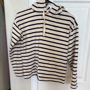 Sezane Cream and Black Striped Pullover